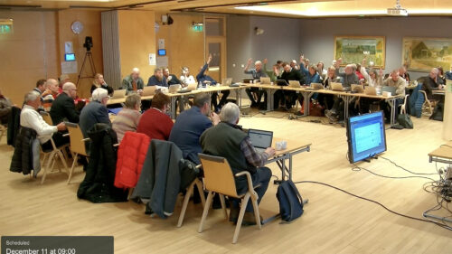 Her stemmes det over budsjettet.
Skjermdump: Fjell-TV Budsjettavstemming