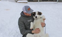 Klas Sommer sammen med en av hundene sine. Foto: Tove Østby