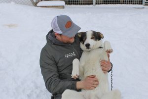 Klas Sommer sammen med en av hundene sine. Foto: Tove Østby