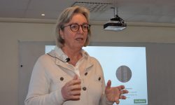 Her presenterer Anne Strømmen Lycke det store batteriprosjektet.
Foto: Tore Østby