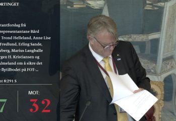 Skjermdump fra Stortingets Direktesending.